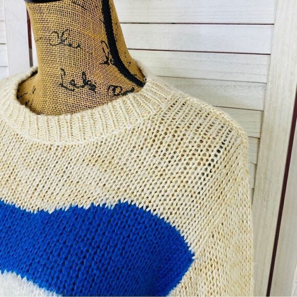Pins & Needles Fuzzy Polar Bear Sweater Beige Blue Medium Crew Neck - Picture 7 of 13